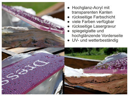 Acrylglas Türschild mit Namen – Hochglänzend, edles Design, witterungsbeständig, individuell gestaltbar - 60-300-001