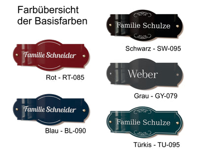 Acrylglas Türschild mit Namen – Hochglänzend, edles Design, witterungsbeständig, individuell gestaltbar - 60-300-001