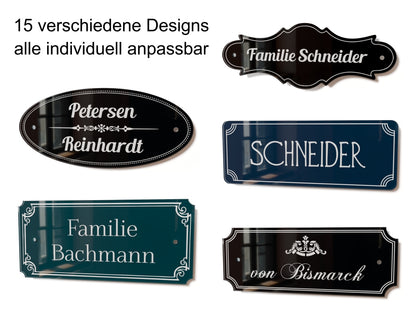 Acrylglas Türschild mit Namen – Hochglänzend, edles Design, witterungsbeständig, individuell gestaltbar - 60-300-001