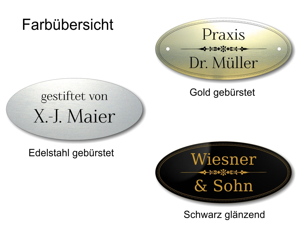Türschild, Briefkastenschild, Klingelschild, Acrylverbund, Oberfläche Gold gebürstet, Edelstahl gebürstet oder schwarz glänzend - 70-300-005