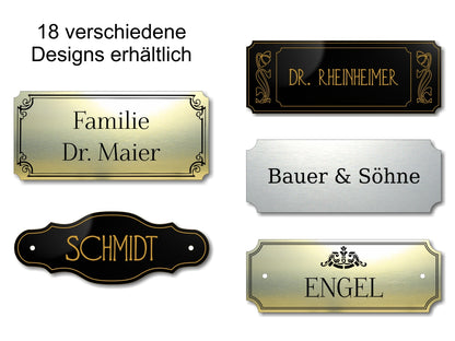 Türschild, Briefkastenschild, Klingelschild, Acrylverbund, Oberfläche Gold gebürstet, Edelstahl gebürstet oder schwarz glänzend - 70-300-005